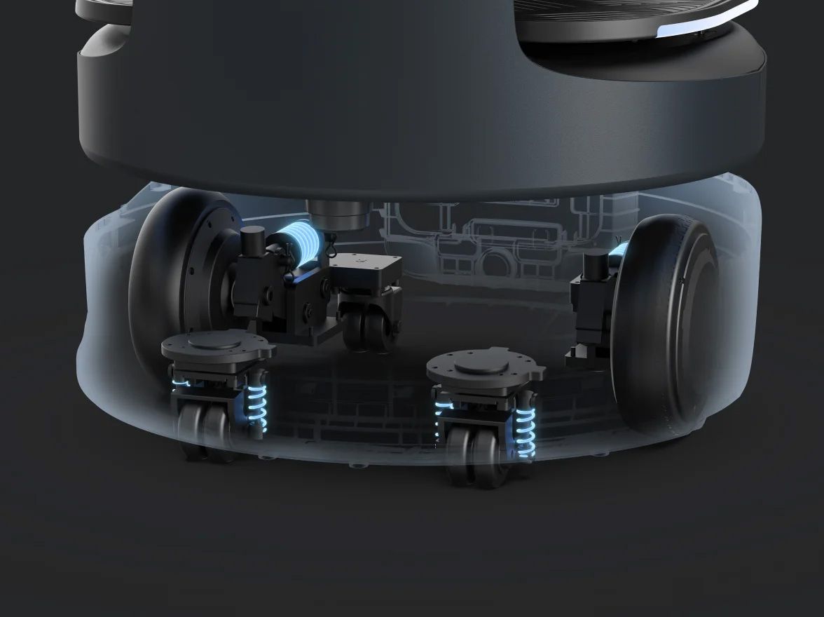 穩定配送 - 穩定性升級,適應各種場景:全新升級的車輛級底盤和運動控制演算法增強了配送穩定性,使其適合在多種場景中配送各類物品。